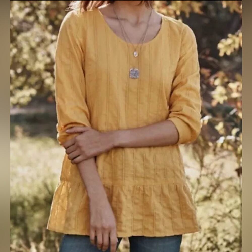 J. Jill Yellow Tiered Cotton Tunic Blouse Shirt‎ XS